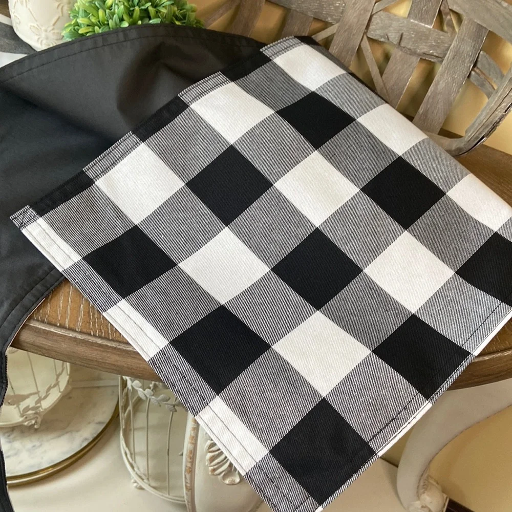 NEW! Modern Farmhouse Black & White Buffalo Check Plaid Dining Table Runner